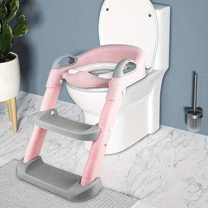 Kinder-Toilettenleiter, tragbarer Toilettensitz für Kleinkinder, Sitz mit Trittleiter und weichem gepolstertem Sitz, zusammenklappbare Toilettenhilfsleiter