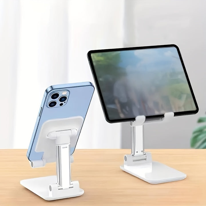 Adjustable Compact ABS Universal Phone and Tablet Stand - Ergonomic, Foldable, Fits All Mobile Devices - Versatile Desk Mount Holder for Home and Office Use