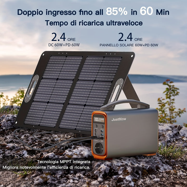 Mobile power station 240W/240Wh, LiFePo4 battery portable power storage with AC/DC/USB/PD 60W output, solar generator for camping, outdoor, motorhomes