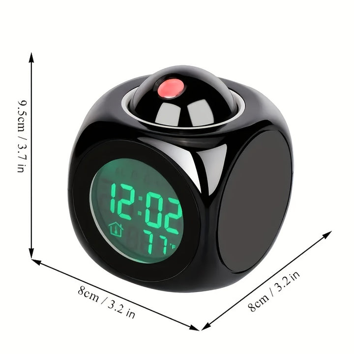 1pc Digital Projection Alarm Clock with LED Display, Voice Prompt, Thermometer, Snooze Function, USB Powered, Irregular Shape, Travel-Alarm-Clock, Includes 3 AAA Batteries - LCD Time Projector