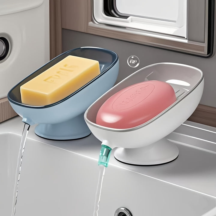 2-in-1 Bathroom Soap Holder with Dual Storage for Round, Square, and Large Soap Bars, No Fragrance Added - Multicolor Packaging