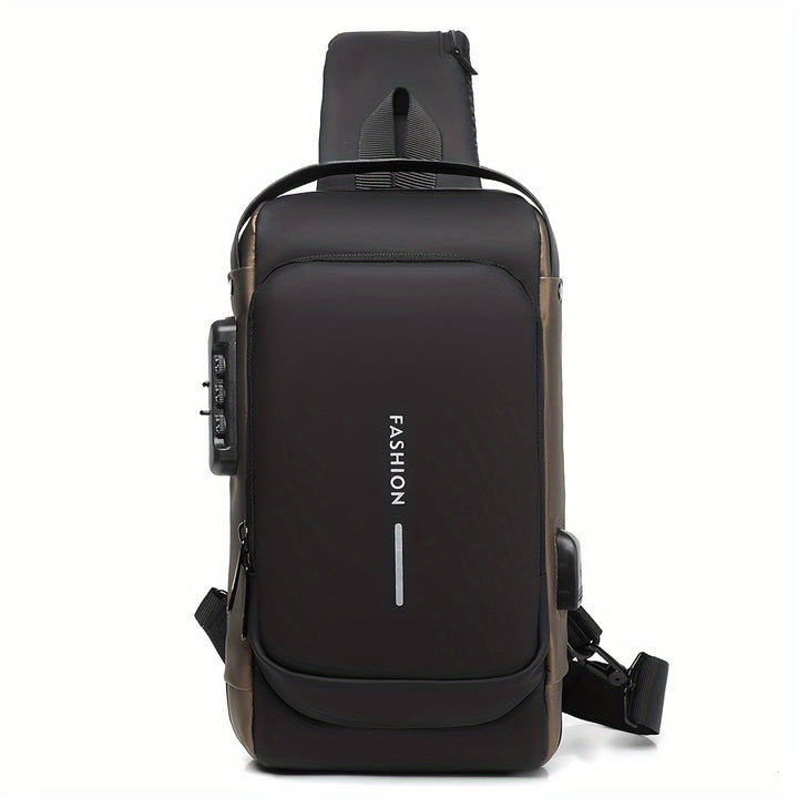 Men's Anti-Theft Chest Bag with USB Charging Port - Stylish Motorcycle & Leisure Sports Crossbody, Durable Oxford Fabric, Adjustable Shoulder Strap, Dual Zip Compartments