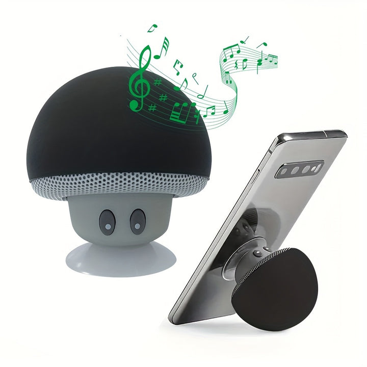 A Mushroom Portable Wireless Speaker with Suction Cup Holder, Stereo Sound Effects, Button Control, USB Rechargeable, 200Mah Battery, Wireless Compact Subwoofer for Smartphones/ Tablets, Perfect for Travel And Outdoor Use