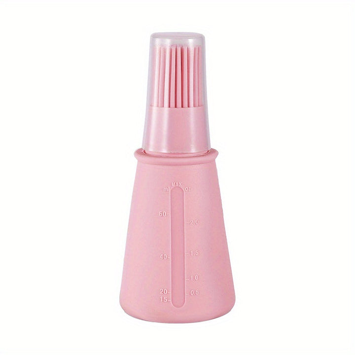 1pc Portable Silicone Oil Bottle With Brush Grill Oil Brushes Pastry Plastic Kitchen Oil Bottle Outdoor Baking BBQ Brush