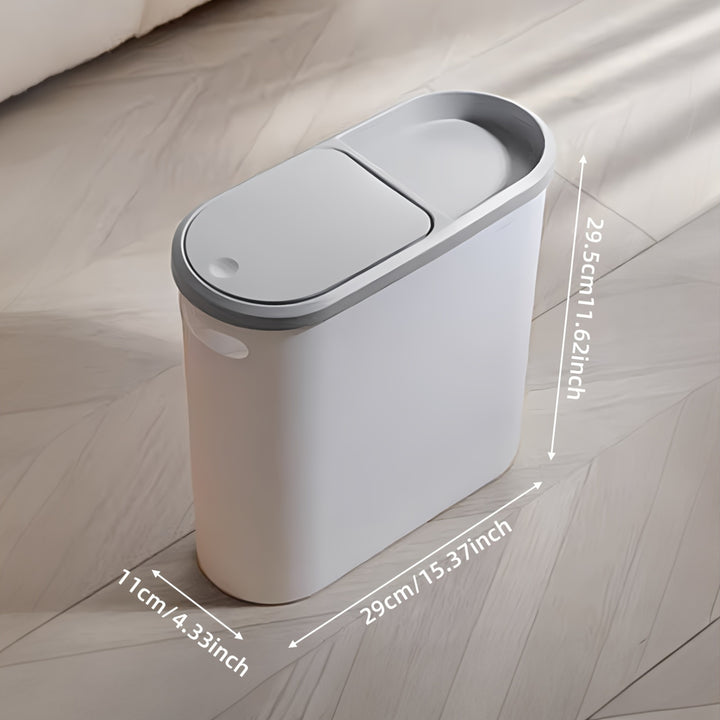 2/1pc Bathroom Trash Can, Compact And Durable Plastic Wastebasket with Built-In Handles, Easy to Clean, Rustproof, Space-Saving Design, Ideal for Small Spaces in Bathroom, Laundry, And Home Office.