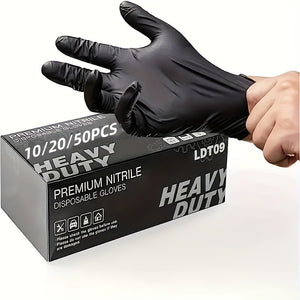 Gants en nitrile jetables noirs [sans latex] | 10/20/50 pièces | Sans poudre, Sans latex | Nettoyage ménager