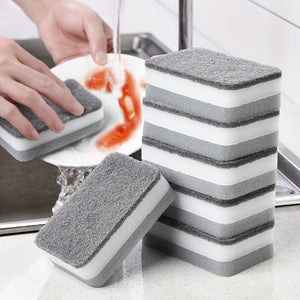 6/12-Piece Heavy-Duty Double-Sided Cleaning Sponge Kit - Effective for Tough Household Scrubbing, Gentle on Dishes, and Perfect for Commercial Cleaning Services - Reusable, Absorbent, and Easy to Clean!
