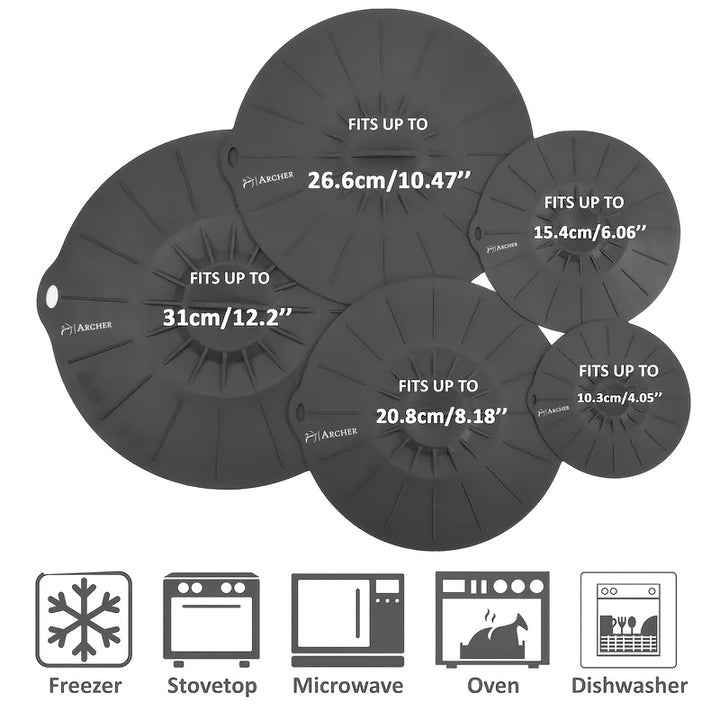 [Heat Resistant Silicone Covers] 5pcs Heat Resistant Silicone Microwave Covers - Reusable Suction Lids for Bowls, Cups, Plates, Pots & Pans - Oven, Fridge & Freezer Safe, Dishwasher Safe, Easy to Clean - Fits Various Sizes (4
