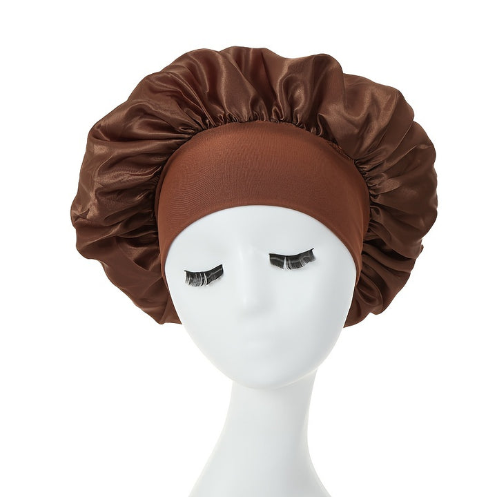 1 pieza de Bonete de Satén Sedoso para Cabello Rizado - Gorro de Noche de Banda Ancha para Niñas y Mujeres - Funda para el Cabello Suave y Cómoda para Dormir y Estilizar