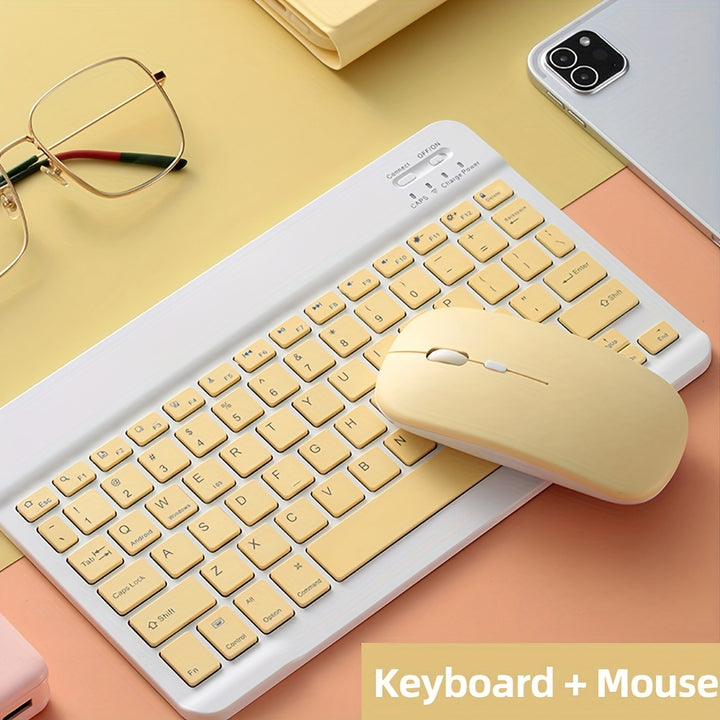 Ultra-Slim Wireless Keyboard And Mouse Set, Portable BT Keyboard And Mouse Combo, Suitable For IPad, Tablet, Laptop, Office Computer Keyboard.