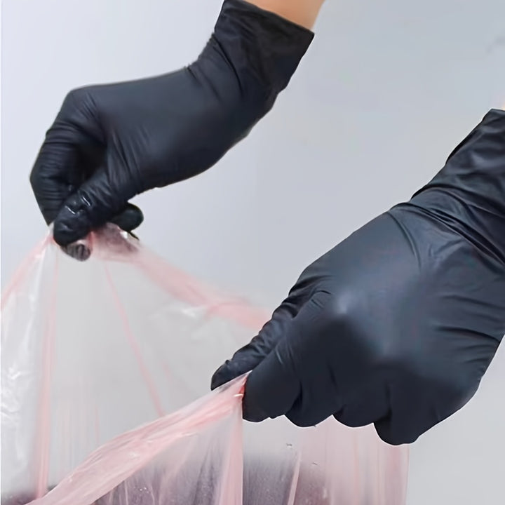 [Latex Free] Black Disposable Nitrile Gloves | 10/20/50pcs | Powder Free, Latex Free | Household Cleaning