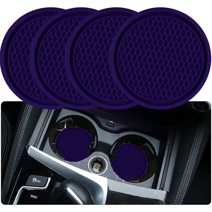 ZukMi Car Cup Coaster, Auto Car Cup Holder Insert Coasters Silicone Anti-Slip Drink Car Cup Mat, Universal Vehicle Interior Accessories 4pcs