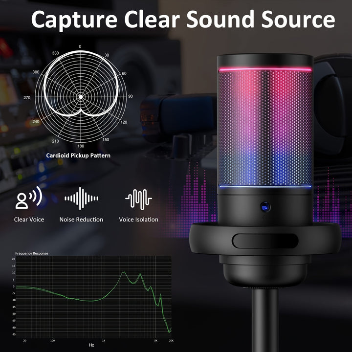 USB Microphone Studio Professional Condenser Microphone For PC Gaming Mic For PS4/ PS5/ Mac/Phone, Brilliant RGB Lighting, Recording Streaming Gaming Karaoke Singing ME6S Mic Eid Al-Adha Mubarak