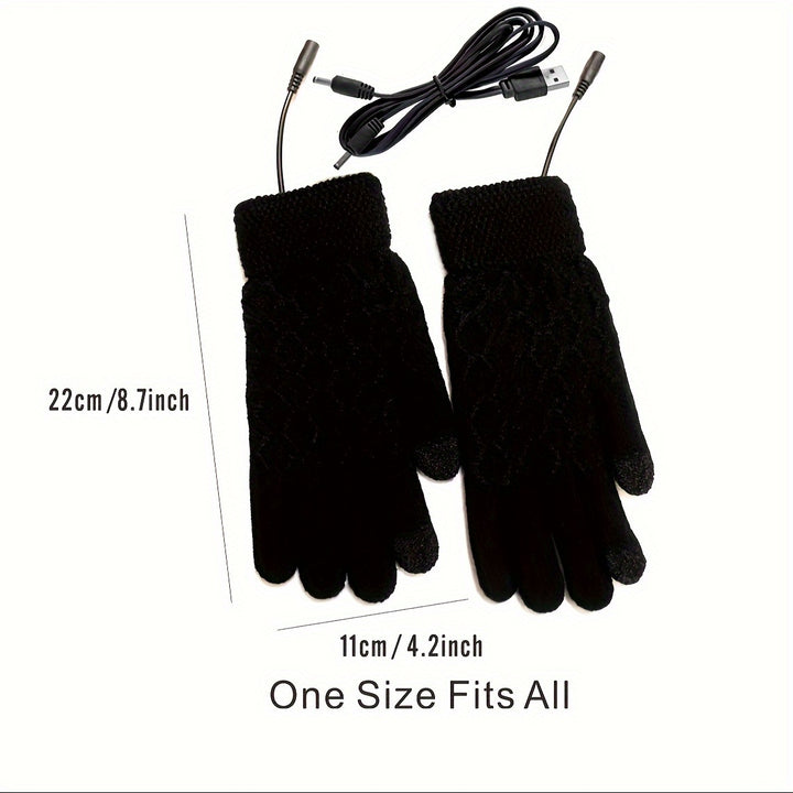 [Heated Fingerless] USB Heating Gloves | Knitted Fingerless | Washable Design | Winter Hand Warmth | Laptop Gloves