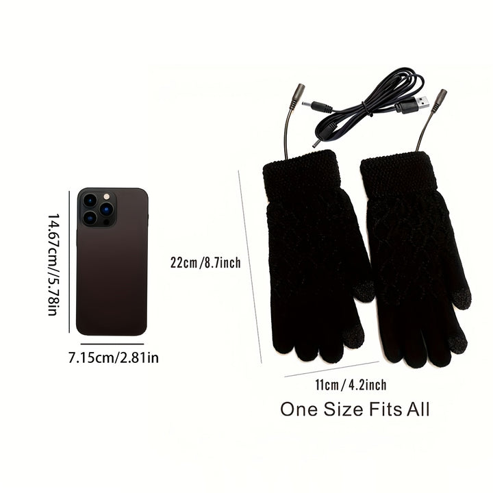 [Heated Fingerless] USB Heating Gloves | Knitted Fingerless | Washable Design | Winter Hand Warmth | Laptop Gloves