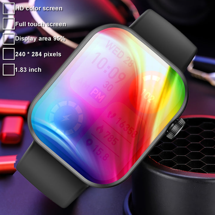 Chic Women's Smartwatch with Call & Text - 1.83" HD Touchscreen, Wireless Connectivity, Silicone Band, Fashionable Square Design for Android & for iPhone