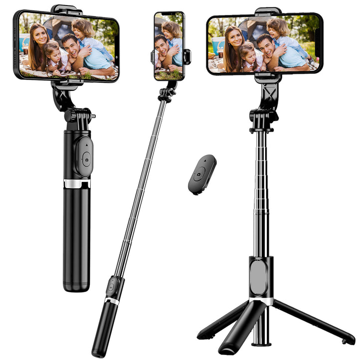 Erweiterbarer 40" Selfie-Stick Stativ - All-in-1 Smartphone-Ständer mit kabelloser Fernbedienung 360°-Drehung - Kompatibel mit iPhone 14/13/12/12 Pro/11/11 Pro/XS/XR/X/8/7 Plus, Samsung, Google, LG, Sony Smartphones