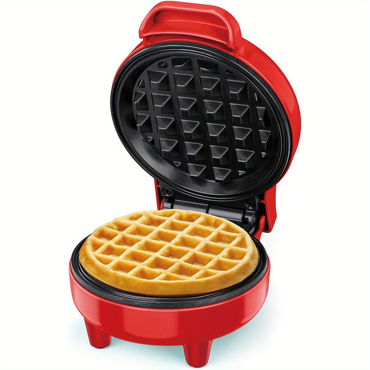 Compact 550W Mini Waffle Maker with Ready Indicator Light, Cool Touch Handle, and Non-Stick Coating - Green