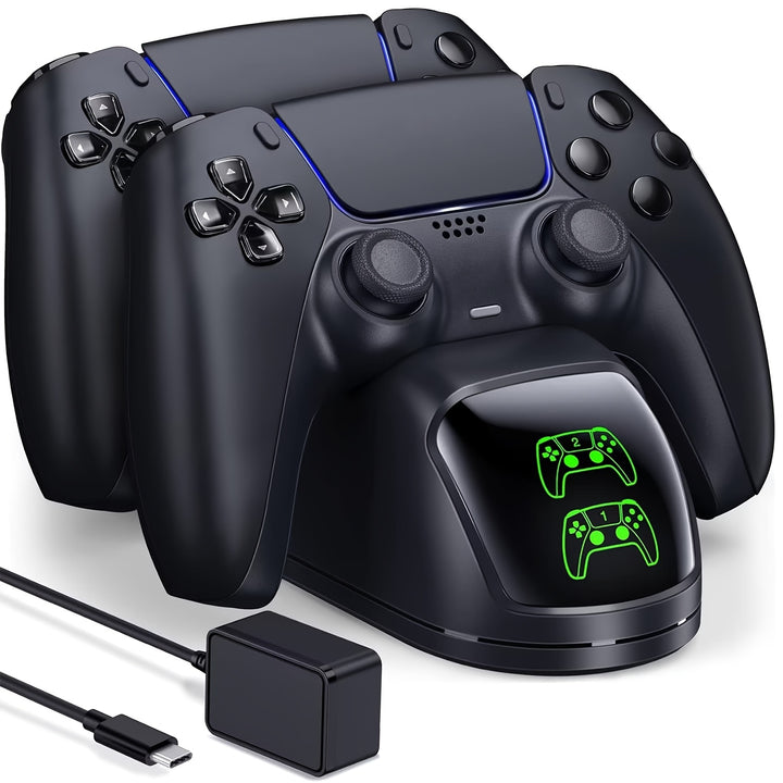 Station de Charge Pour Manette PS5, Station de Charge Dualsense Pour Manette PS5/PS5 Slim/PS5 Pro, Accessoire Chargeur Double Avec Câble de Charge Rapide. Cadeau de Noël