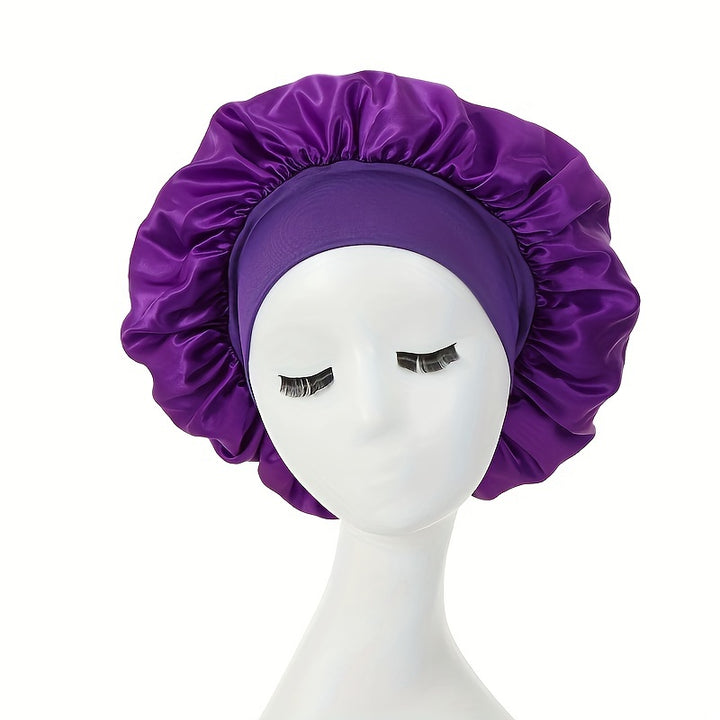 1 pieza de Bonete de Satén Sedoso para Cabello Rizado - Gorro de Noche de Banda Ancha para Niñas y Mujeres - Funda para el Cabello Suave y Cómoda para Dormir y Estilizar