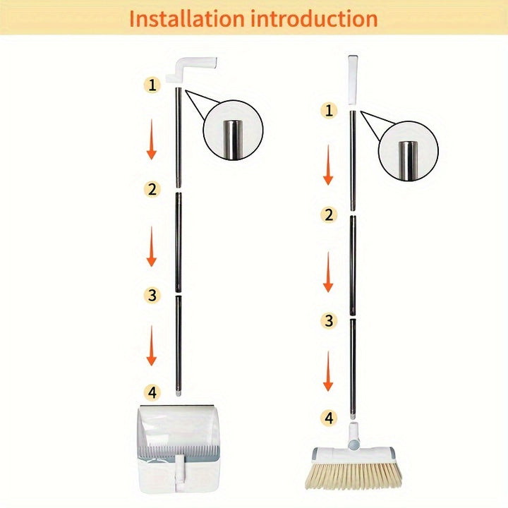 1set, Broom Dustpan Set Combination, Thickened Rotatable Foldable Stainless Steel Rod Strong ，And Durable Soft Hair Sweeping Broom Plastic, Cleaning Supplies for Indoor，broom and dustpan set，local warehouse ，household