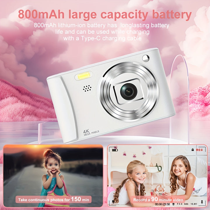 1080P HD Digital Camera Digital Camera for Vlog 2.4 Inch LCD Rechargeable Camera Photography Professional Camera Suitable for Teenagers Suitable for Youngsters Elderly Boys Girls Students And Beginners with 32G TF Card Suppor