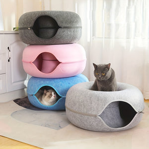 Spacious Multi-Cat Donut Bed - Detachable, Washable, Scratch-Resistant, Large Capacity for Indoor Cats - Perfect for Big Felines and Multiple Pets