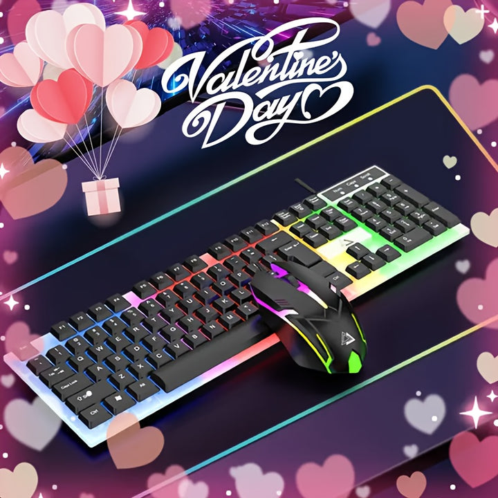 Combo de teclado y ratón RGB con 104 teclas, USB, con luces LED intensas, alfombrilla de ratón grande para PC, Mac, PS4, Xbox One.