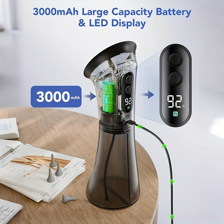 Electric Ear Wax Removal System Pro - -Grade Hydraulic Ear Cleaner Kit with 3-Speed Settings, USB- (Rechargeable), Water Temp Sensor & Visual Waste Tank | for home Ear Hygiene Care, Dry/Dirty Storage System