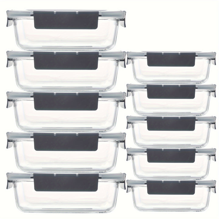 2/10pcs Glass Meal Prep Containers Set, Food Storage Containers with Airtight Lids, Glass Lunch Boxes for Home Kitchen Office Lunch