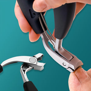 Modern Stainless Steel Nail Clipper with Concave Blade, Curved Design, Large Opening for Thick Nails, Elderly-Friendly, No Splashing, Precision Toenail Trimming, Long Handle