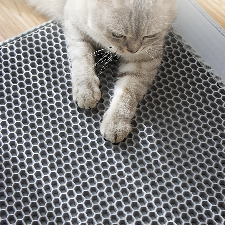 Extra-Large Double-Layer Cat Litter Mat Made of EVA Material, Designed to Prevent Splashes And Leaks, Keeping Litter Contained. It Is Non-Slip, Washable, Waterproof, Odor-Resistant, And Easy to Clean - Perfect for Litter Boxe