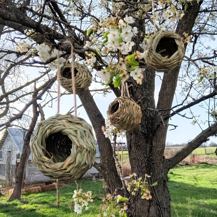 2pcs/3pcs/4pcs Hand Woven Hummingbird Nest House - Perfect for Outdoor Garden and Yard, Ball Shape Design for Comfortable Nesting