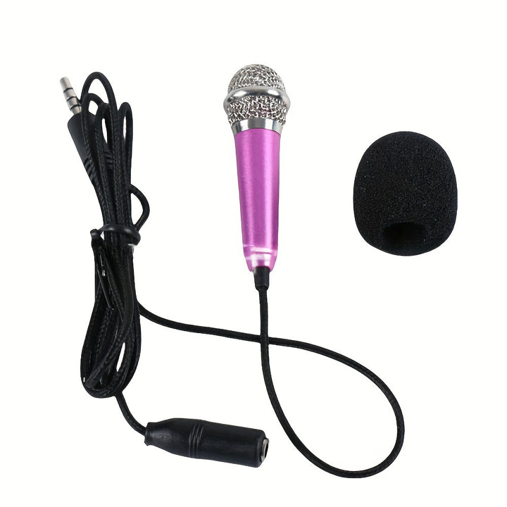 Capacitive Mini Microphone, 3.5mm Jack, Portable Singing Mic for Voice Recording, Interview, Karaoke, Gaming, Video Conferencing, Streaming, Compatible with Phone, Computer, Laptop, Notebook, Tablet - No Battery, No Wireless