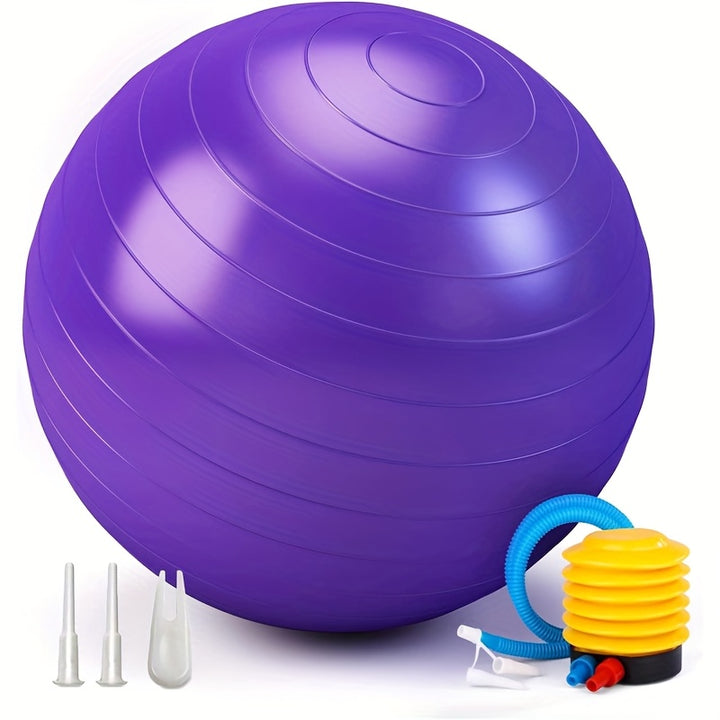 Exercise Yoga Ball For Workout Pilates Stability - Anti-Burst And Slip Resistant For Physical Therapy, Birthing, Stretching & Core Workout, Office Ball Chair, Flexible Seating, Home Gym