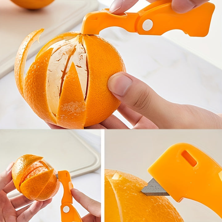 1/2pcs, Orange Peeler, Plastic Orange Peeler, Simple Lemon Peeler, Grapefruit Peeler, Creative Cutter, Orange Peeler Tool with Folding Handle, Fruit Peeler, Vegetable and Fruit Tools, Kitchen Gadgets