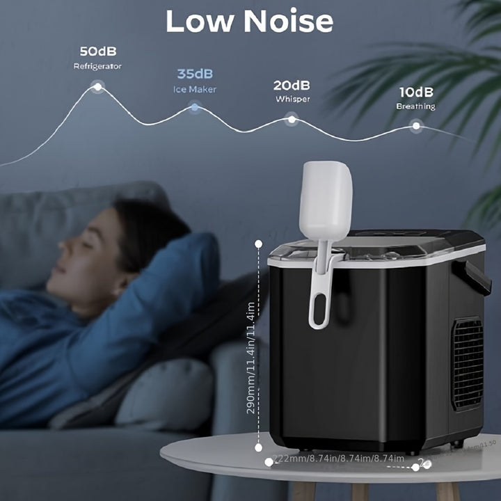 33/35 Pound Golden Nugget Ice Machine And 26 Pound Bullet Ice Machine, Chewing Ice Maker, Portable Ice Machine Desktop, Automatic Cleaning Portable Ice Machine With Basket And Spoon, One Click Operation For Home/kitchen/campi