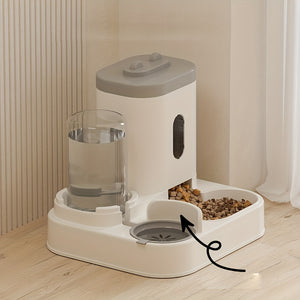 Automatic Cat Feeder and Water Dispenser Set, Gravity Food Bowl and Waterer with Large Capacity, Non-Electric, Non-Battery Operated, Durable Plastic Pet Feeding Supplies for Cats