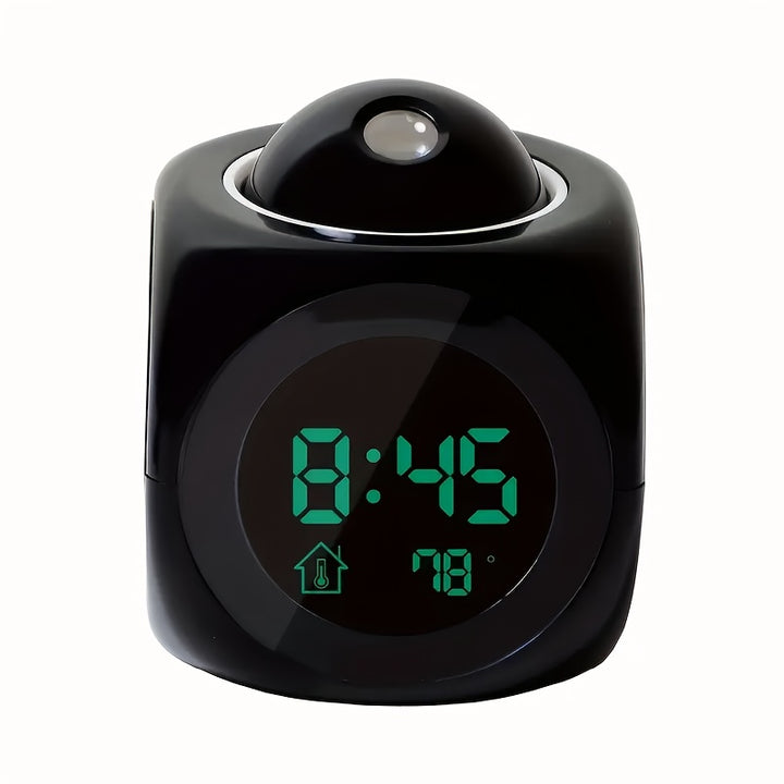 1pc Digital Projection Alarm Clock with LED Display, Voice Prompt, Thermometer, Snooze Function, USB Powered, Irregular Shape, Travel-Alarm-Clock, Includes 3 AAA Batteries - LCD Time Projector