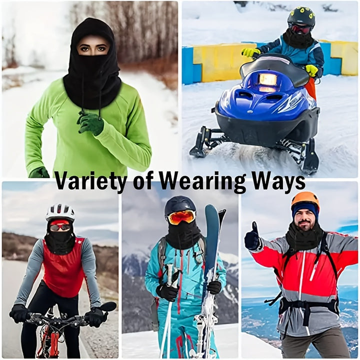 Cozy Pink Winter Hooded Balaclava - Windproof, Warm Neck Warmer with Ski Mask for Cycling & Skiing - Double-Sided Thick Polyester Outdoor Sports Hat, Non-Stretch, Hand or Dry Clean Only