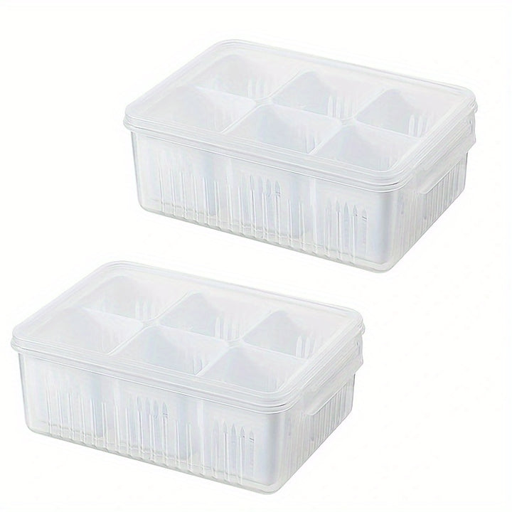 1pc Kitchen scallion storage box 6in 1 scallion ginger garlic fresh-keeping box refrigerator fruit food fresh-keeping drain box