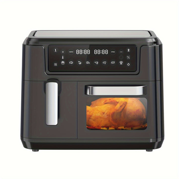 Friteuse à air intelligente à écran tactile double panier de grande capacité XL 3,5QT - Grills électriques avec fonction 2-en-1 de friteuse à air et four 8QT, friture saine, grillade, déshydratation, et plus, design pratique, rapide et gain de place.