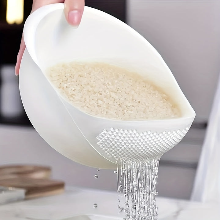 1pc, Plastic Rice Washing Bowl With Strainer - Efficiently Wash Small Grains And Kitchen Gadgets