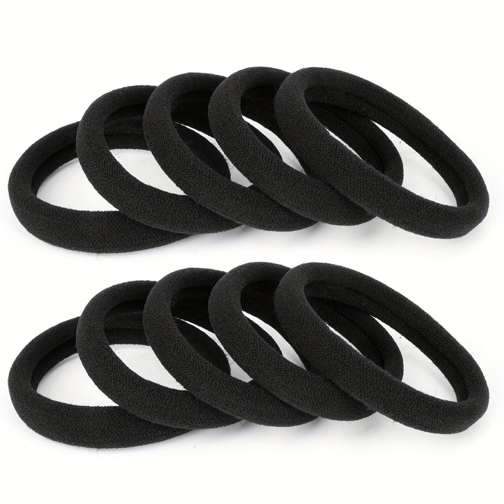 50/100pcs Black Fabric Elastic Hair Ties for Women & Girls - Soft, Damage-Free Ponytail Holders, Scrunchies, Everyday Hairstyling Accessories