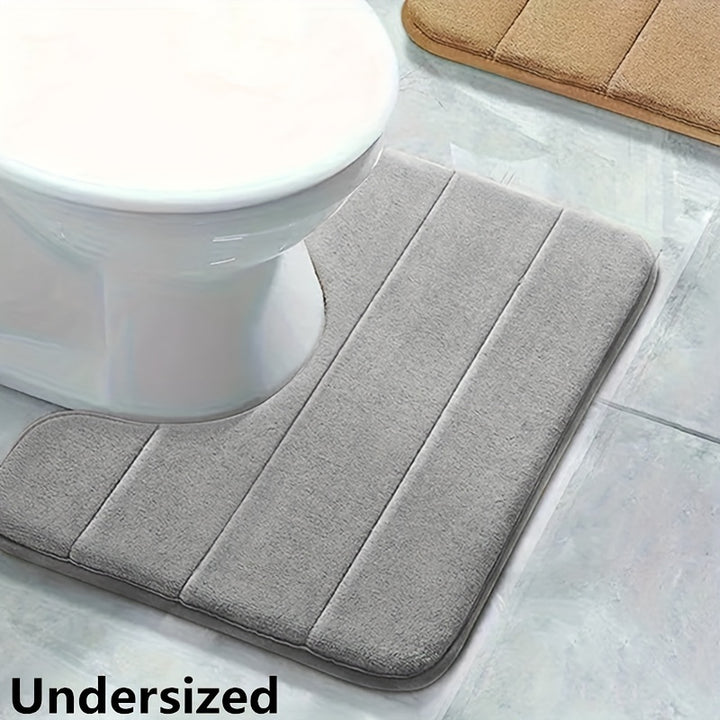 Soft and Comfortable 1pc Memory Foam U-Shaped Bath Rug - Super Absorbent and Anti-Skid Bathmat - Bathroom Accessories and Decor for Fall