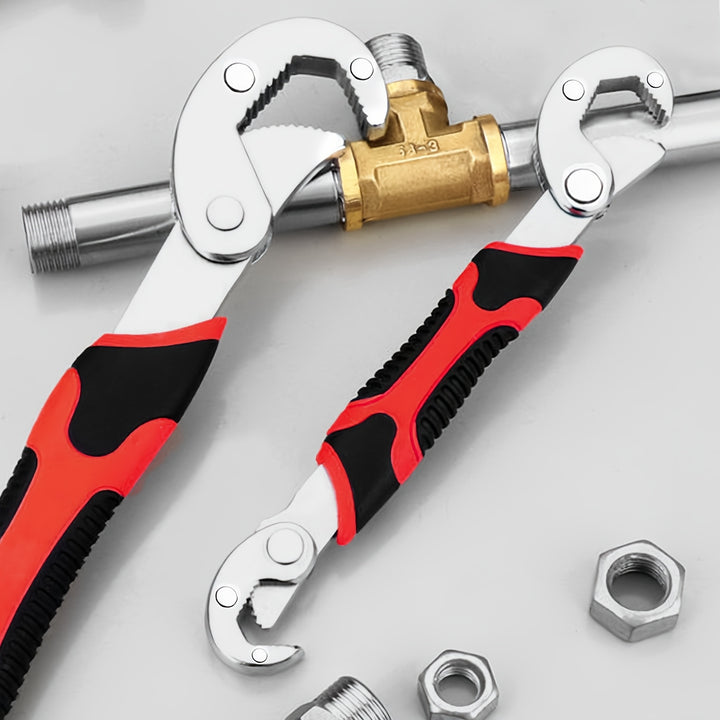 High Carbon Steel Double-Head Adjustable Wrench, High Torque Gear Movable Pipe Pliers, Non-Slip Handle, Durable Material of High Carbon Steel, Suitable for Daily Repair and Maintenance at Home Indoor and Outdoor, KPX