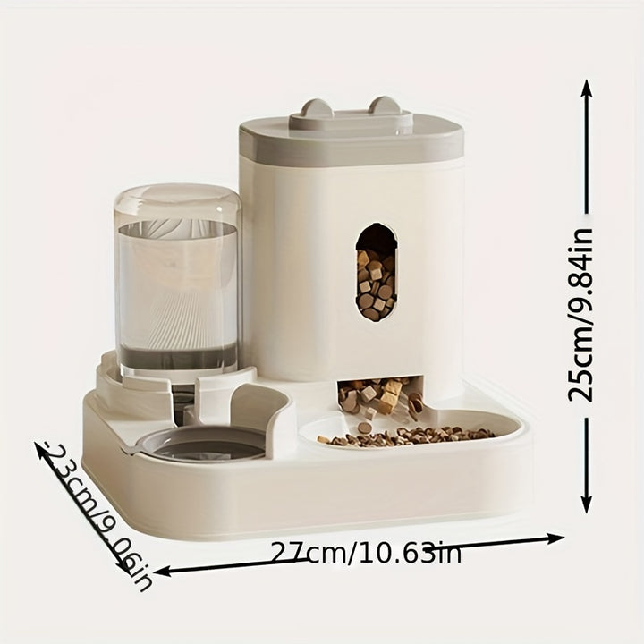 Automatic Cat Feeder and Water Dispenser Set, Gravity Food Bowl and Waterer with Large Capacity, Non-Electric, Non-Battery Operated, Durable Plastic Pet Feeding Supplies for Cats