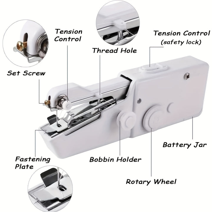 1pc Mini Portable Handheld Sewing Machine, Quick Stitch Tool for Fabric, Cloth, Clothing (Battery Not Included, Self-prepared 4 AAA Batteries)