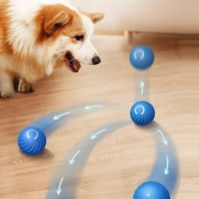 Interactive Self-Rolling Dog Toy - Durable Chew Ball with USB Rechargeable Battery, Striped Pattern for Small Breeds