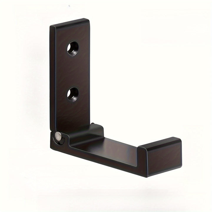 Five Wall-Mounted Rust-Proof Aluminum Folding Hangers, Heavy-Duty Black Metal Hangers Suitable for Hanging Clothes, Towels, Hats, Bags, And Fitness Equipment. Includes Accessory Screws for Space Organization And Decoration, L